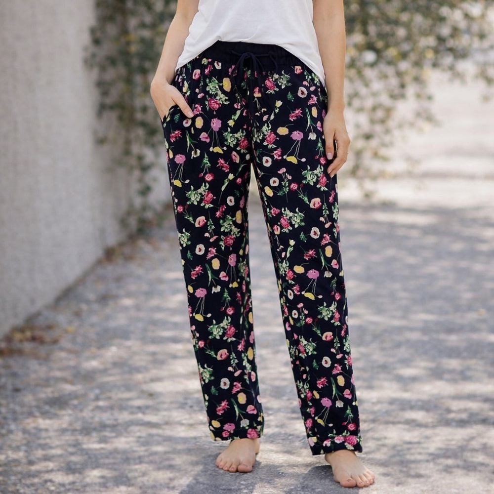 Wilfred Black Floral Silk Pants